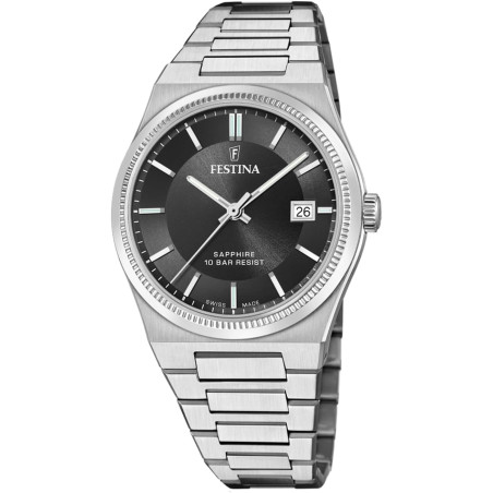 Orologio Solo Tempo Uomo Festina F20034/4 Swiss Made in Acciaio Silver 40mm