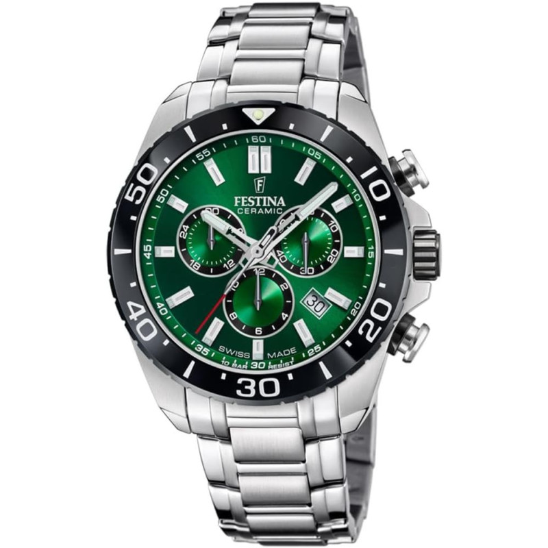 Orologio Cronografo Uomo Festina F20042/3 Swiss Made in Acciaio Silver 44mm Orologio Cronografo Uomo Festina F20042/3 Swiss Made in Acciaio Silver 44mm