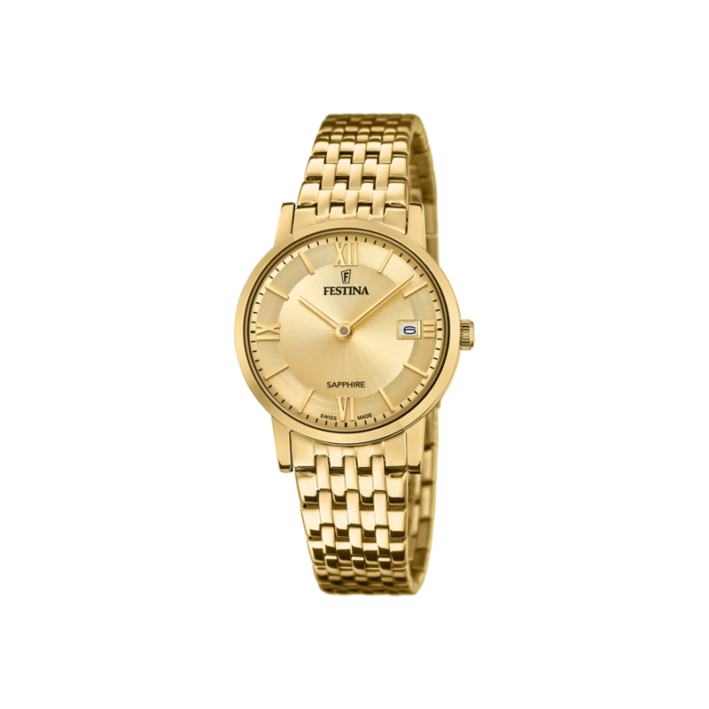Orologio Solo Tempo Uomo Festina F20021/2 Swiss Made in Acciaio Oro 29mm