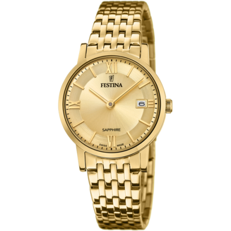 Orologio Solo Tempo Uomo Festina F20021/2 Swiss Made in Acciaio Oro 29mm