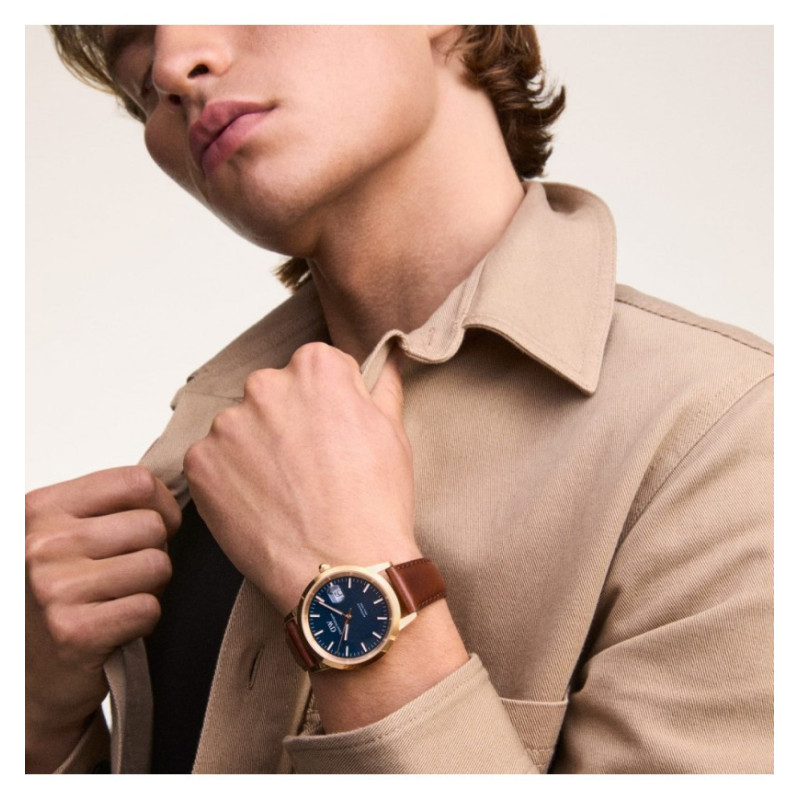 Excellanc Orologio da uomo in ecopelle, con fibbia ad ardiglione