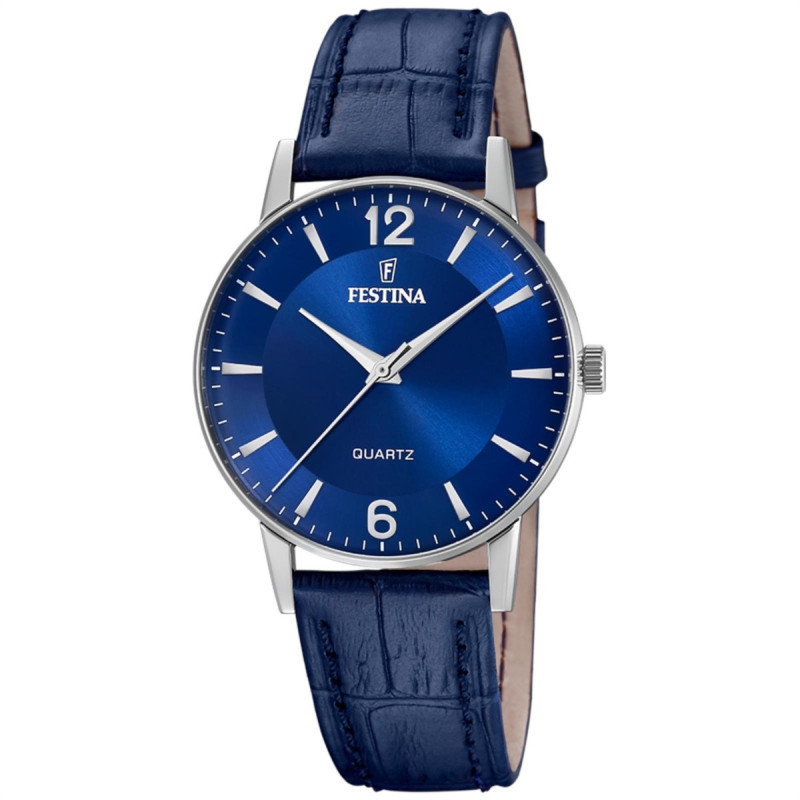 Orologio Uomo Festina Solo Tempo F20690/3 Acciaio e Cinturino Pelle Blu 36mm