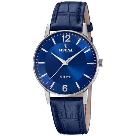 Orologio Uomo Festina Solo Tempo F20690/3 Acciaio e Cinturino Pelle Blu 36mm