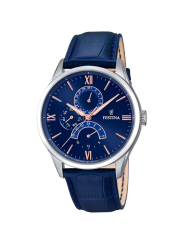 Orologio Uomo Festina Multifunzione F16823/3 Acciaio Cinturino Pelle Blu