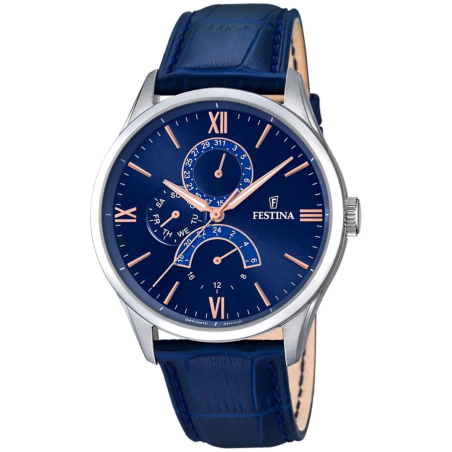 Orologio Uomo Festina Multifunzione F16823/3 Acciaio Cinturino Pelle Blu