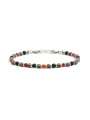 Bracciale Uomo Marlù 1BR0012 in Acciaio Argento con Pietre Rosse, Nere e Silver