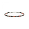 Bracciale Uomo Marlù 1BR0012 in Acciaio Argento con Pietre Rosse, Nere e Silver