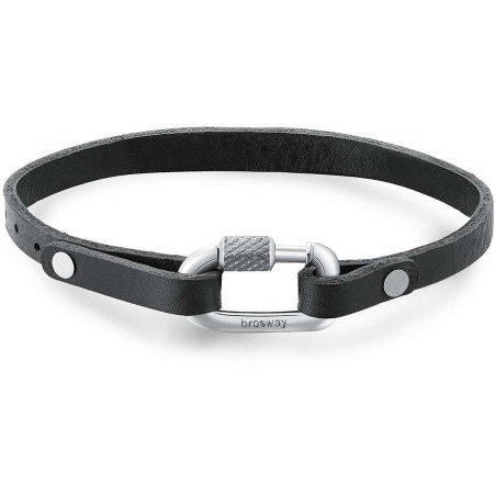 Bracciale uomo gioielli Brosway Naxos BNX22 in Pelle Nera