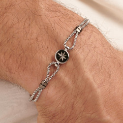 Bracciale Uomo Brosway Poseidon BPN11 in Acciaio Silver Rosa dei Venti