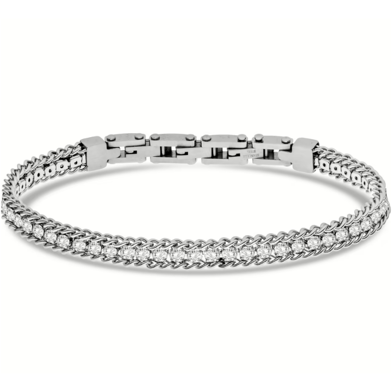 Bracciale Uomo Liu Jo Tennis MLJ527 in Acciaio Silver con Cristalli Bianchi Bracciale Uomo Liu Jo Tennis MLJ527 in Acciaio Silver con Cristalli Bianchi