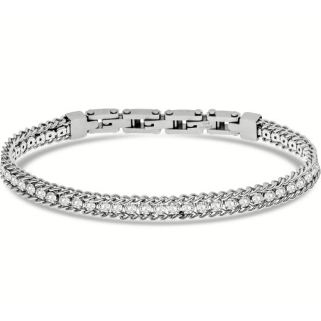 Bracciale Uomo Liu Jo Tennis MLJ527 in Acciaio Silver con Cristalli Bianchi
