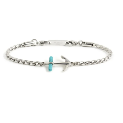 Bracciale Uomo Marlù 4BR1820T in Acciaio Silver con Ancora Centrale