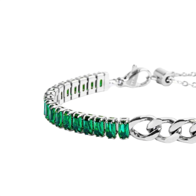 Bracciale Tennis Unisex Marlù 33BR0021-V in Acciaio Silver con Zirconi Verdi Bracciale Tennis Unisex Marlù 33BR0021-V in Acciaio Silver con Zirconi Verdi