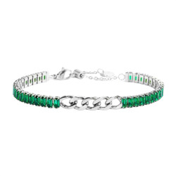 Bracciale Tennis Unisex Marlù 33BR0021-V in Acciaio Silver con Zirconi Verdi