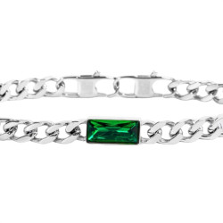 Bracciale Uomo Marlù 33BR0025-V Vision Catena Grumetta in Acciaio Silver e Zircone Verdi
