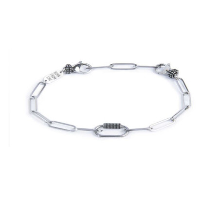 Bracciale Unisex Marlù 33BR0038 catena a maglia larga diamantata con ovale al centro black oil