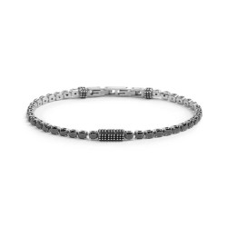 Bracciale unisex Marlù 33BR0036N-S catena tennis con zirconi neri 4mm