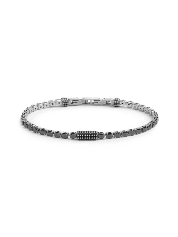 Bracciale unisex Marlù 33BR0036N-S catena tennis con zirconi neri 4mm