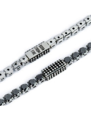 Bracciale unisex Marlù 33BR0036N-S catena tennis con zirconi neri 4mm
