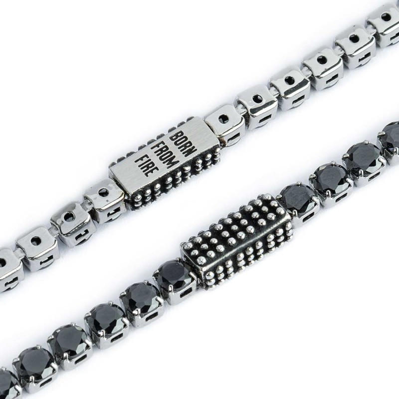 Bracciale unisex Marlù 33BR0036N-S catena tennis con zirconi neri 4mm