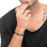 Bracciale unisex Marlù 33BR0032-N dischetti di pietra lavica e anellini in acciaio centrali
