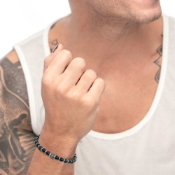 Bracciale unisex Marlù 33BR0030-N sfere in onice nera e pietra lavica
