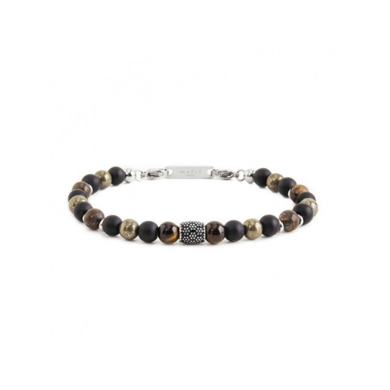 Bracciale Uomo Marlù 13BR109 Namastè in Acciaio Agata Nera e Occhio Tigre Bracciale Uomo Marlù 13BR109 Namastè in Acciaio Agata Nera e Occhio Tigre