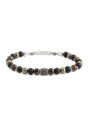 Bracciale Uomo Marlù 13BR109 Namastè in Acciaio Agata Nera e Occhio Tigre