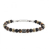 Bracciale Uomo Marlù 13BR109 Namastè in Acciaio Agata Nera e Occhio Tigre