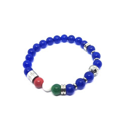 Bracciale Basile Unisex con Perle Ematite, Bandiera Italia Taglia M 19/20cm