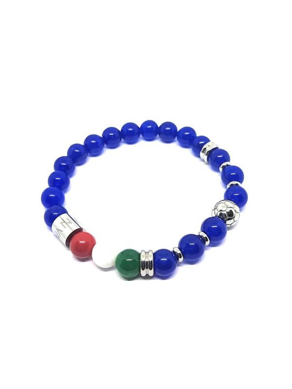Bracciale Basile Unisex con Perle Ematite, Bandiera Italia Taglia M 19/20cm