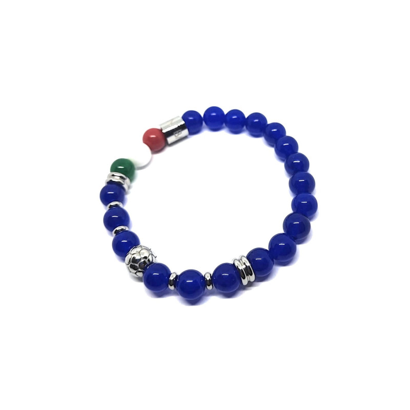 Bracciale Basile Unisex con Perle Ematite, Bandiera Italia Taglia M 19/20cm