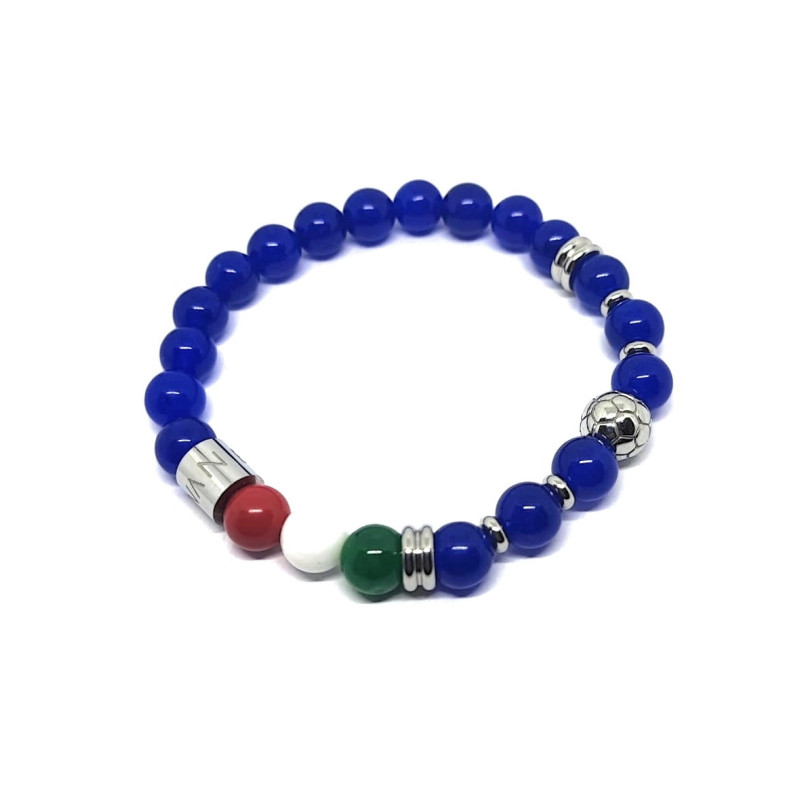 Bracciale Basile Unisex con Perle Ematite, Bandiera Italia Taglia M 19/20cm