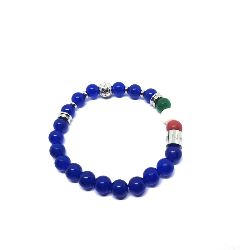 Bracciale Basile Unisex con Perle Ematite, Bandiera Italia Taglia M 19/20cm
