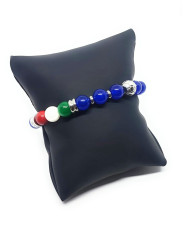 Bracciale Basile Unisex con Perle Ematite, Bandiera Italia Taglia M 19/20cm