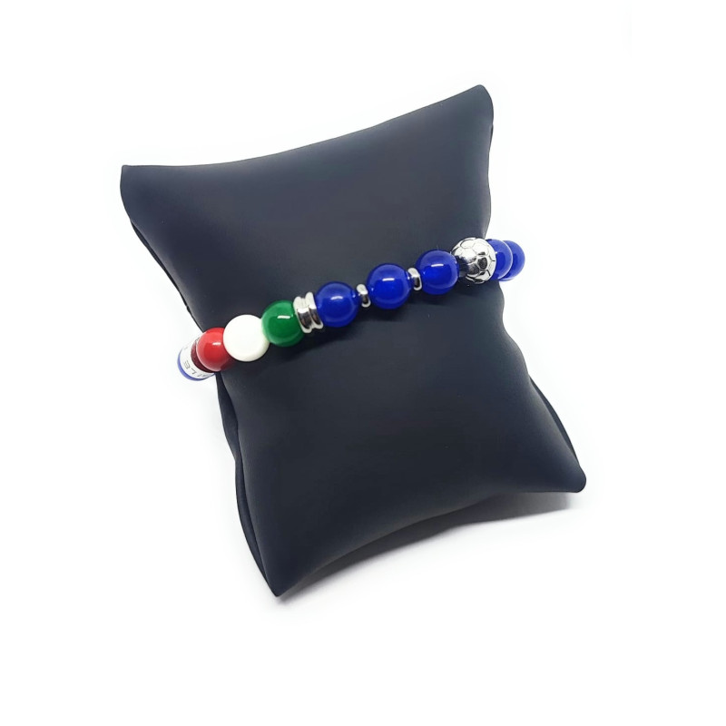 Bracciale Basile Unisex con Perle Ematite, Bandiera Italia Taglia M 19/20cm