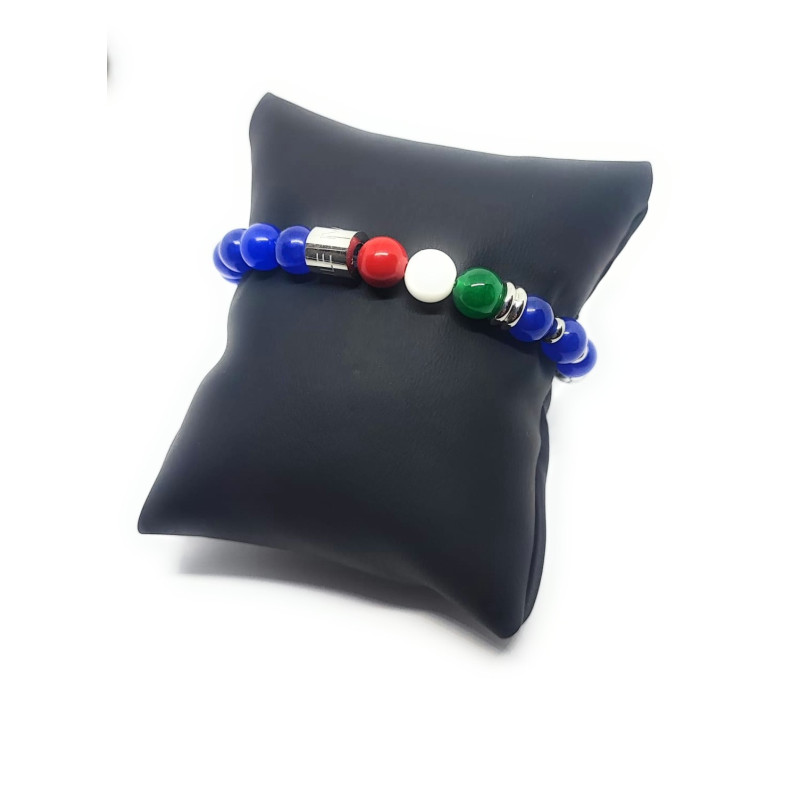 Bracciale Basile Unisex con Perle Ematite, Bandiera Italia Taglia M 19/20cm