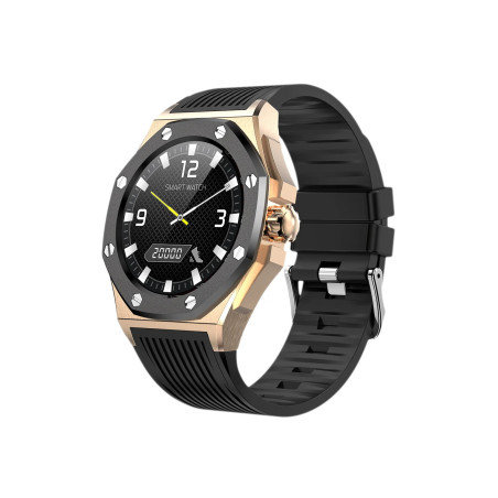 Orologio Smartwatch Uomo PE002C Cinturino Silicone Nero Cassa Acciaio Oro