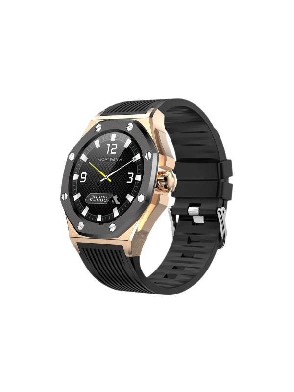 Orologio Smartwatch Uomo PE002C Cinturino Silicone Nero Cassa Acciaio Oro Rosa