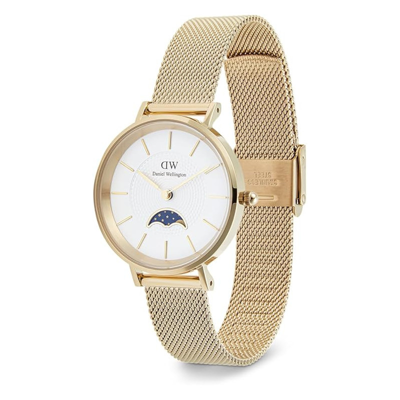 Orologio Donna Daniel Wellington Petite Lune Acciaio Dorato Fasi Lunari DW00100771 Oro 32mm