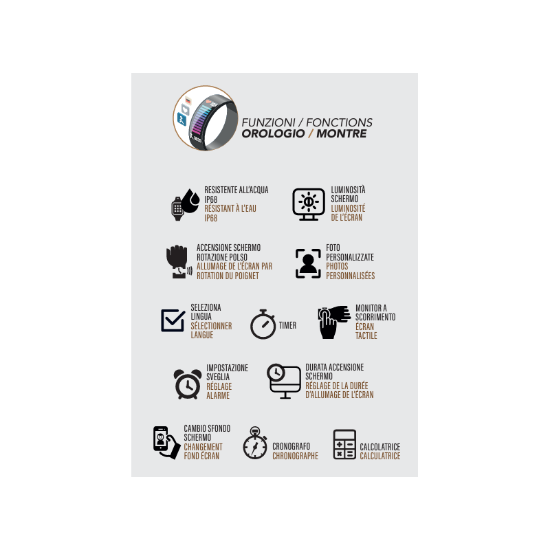 copy of Orologio Smartwatch Unisex Smarty 2.0 SW028H01 Cassa Acciaio Cinturino Silicone Nero