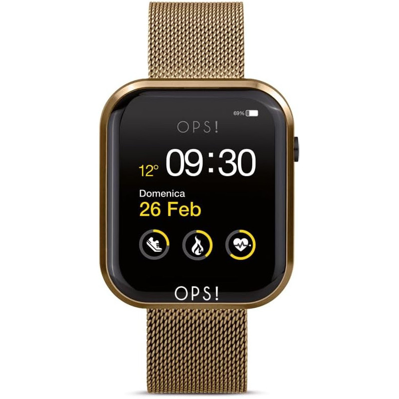 Orologio Unisex Smartwatch Ops Objects OPSSW-16 in Acciaio Oro Giallo Orologio Unisex Smartwatch Ops Objects OPSSW-16 in Acciaio Oro Giallo