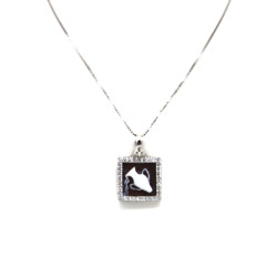 Collana Donna in Argento 925% con Ciondolo Segno Zodiacale Acquario Cammeo con Conchiglia Sarda