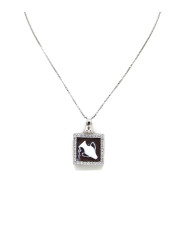 Collana Donna in Argento 925% con Ciondolo Segno Zodiacale Acquario Cammeo