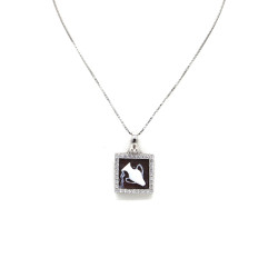 Collana Donna in Argento 925% con Ciondolo Segno Zodiacale Acquario Cammeo con Conchiglia Sarda