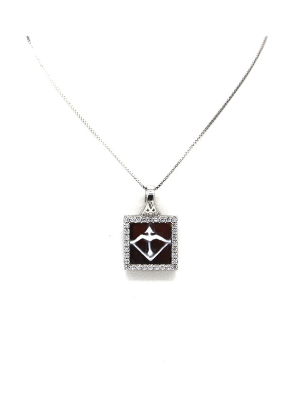 Collana Donna in Argento 925% con Ciondolo Segno Zodiacale Sagittario Cammeo