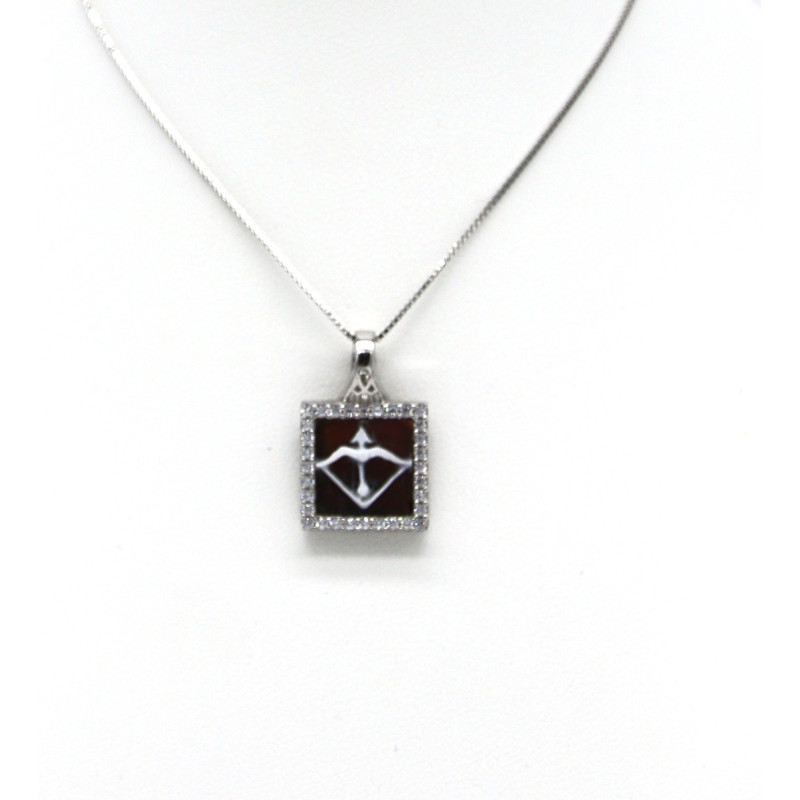 Collana Donna in Argento 925% con Ciondolo Segno Zodiacale Sagittario Cammeo