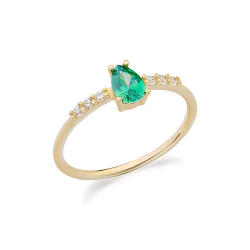 Anello Donna Ambrosia in Oro Giallo 375% con Zirconi Verdi KAAZ 021