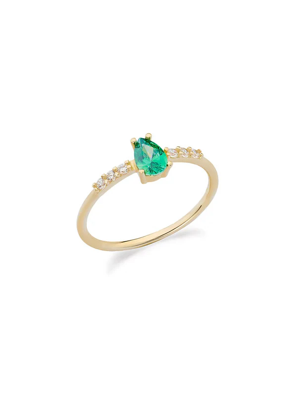 Anello Donna Ambrosia in Oro Giallo 375% con Zirconi Verdi KAAZ 021