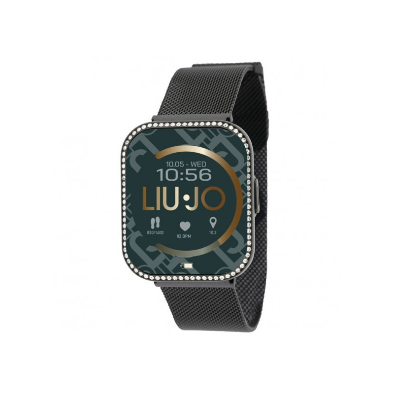 Orologio Smartwatch Unisex Liujo SWLJ098 in Acciaio Pvd Nero Cinturino Maglia Milano